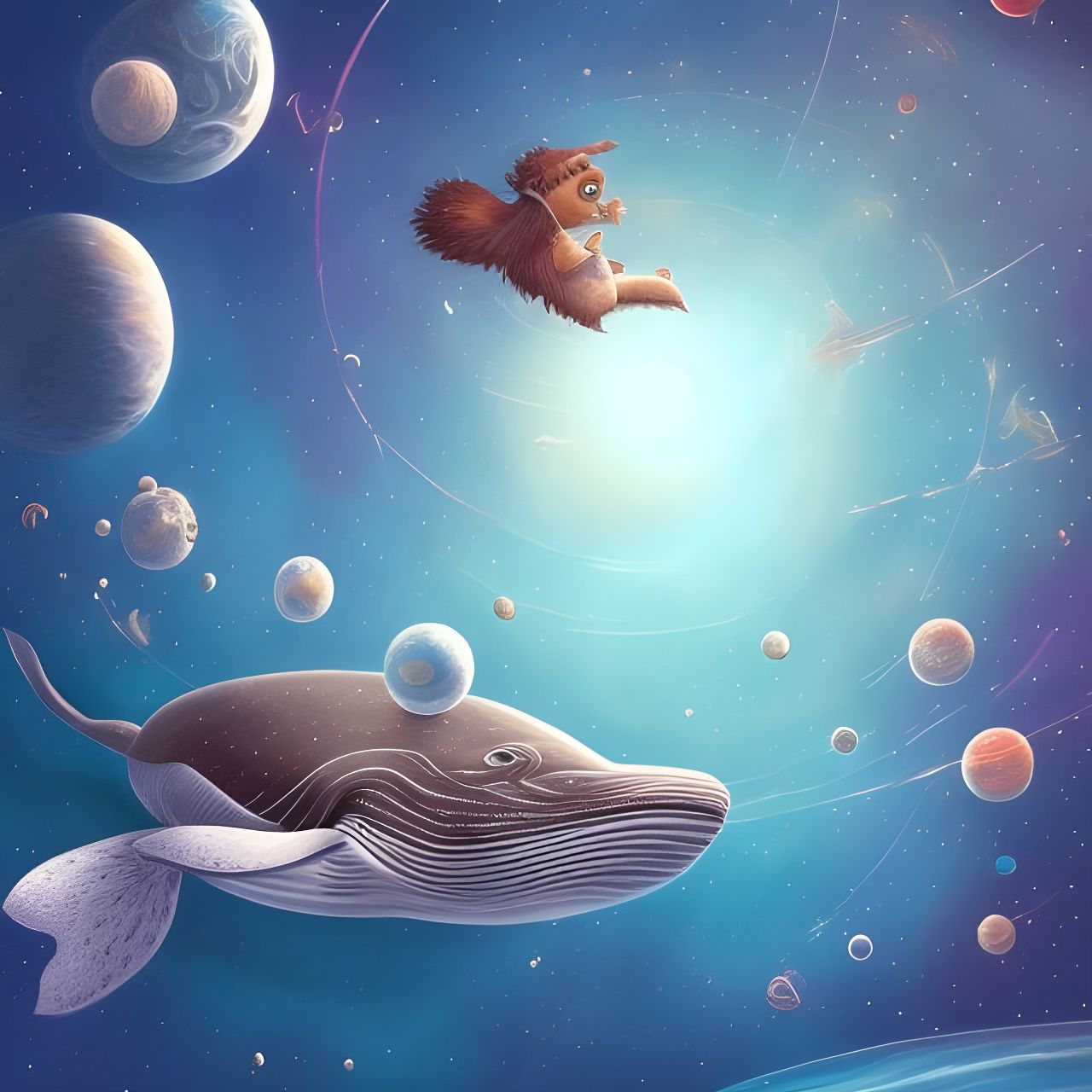 Whale and Chipmunk's Space Adventure, Digital Art