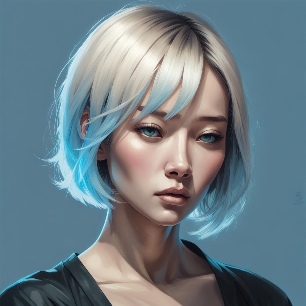 Elegant Asian Woman Portrait in Digital Art Style