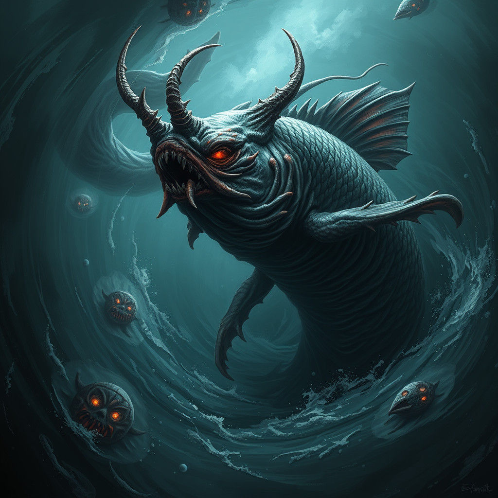 Grotesque Fish Devil Emerges from Murky Depths