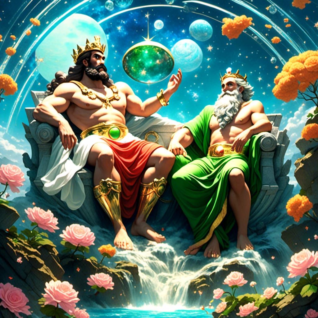 Mario and Luigi as Zeus and Poseidon