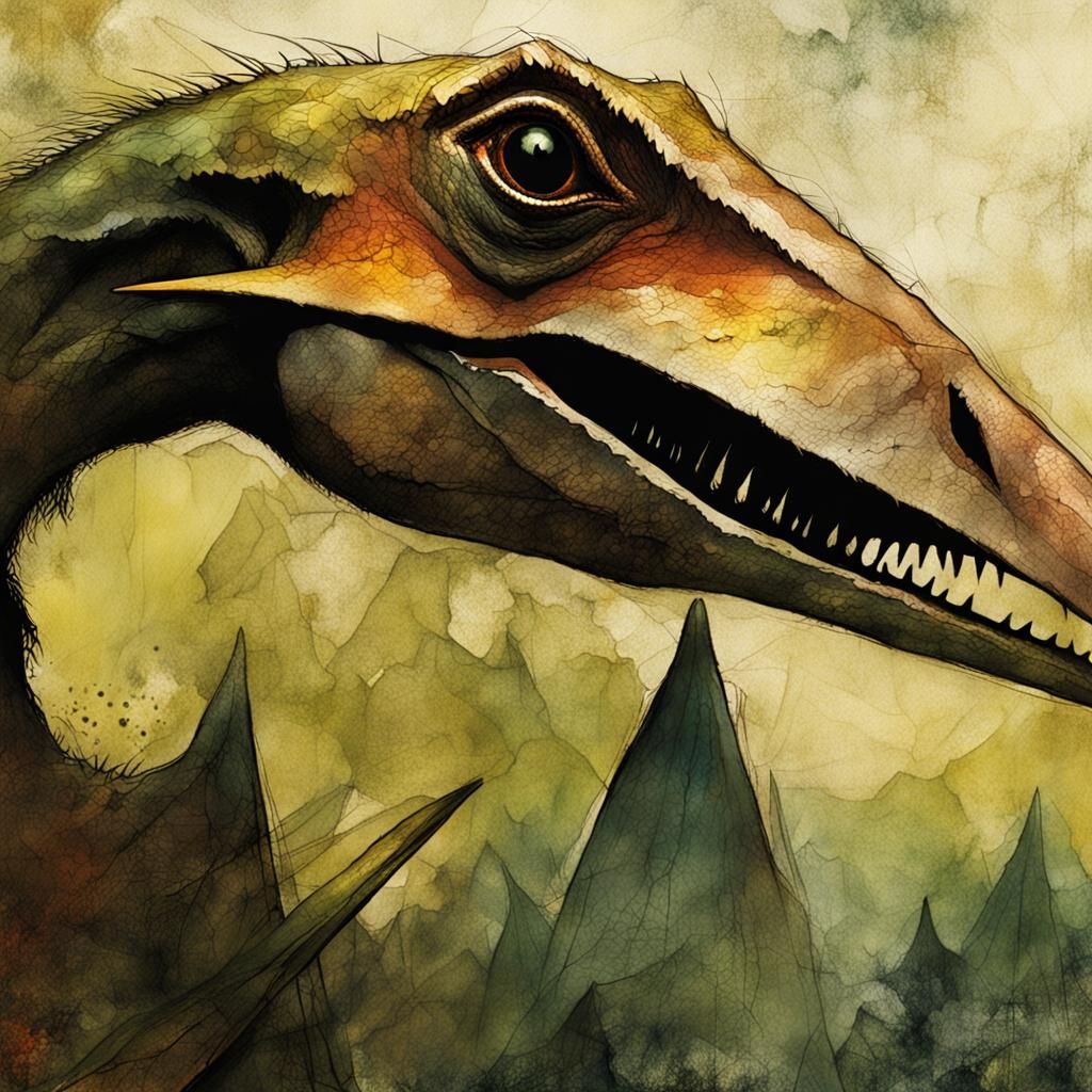 Pterodactyl Portrait in Dave McKean Style