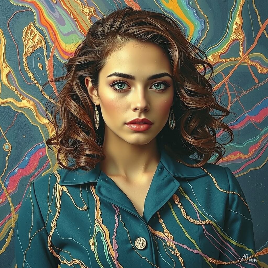 Silhouette Dissolving into Rainbow Currents, Psychedelic Art