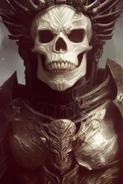 Skeleton Lord in Intricate Armor, Digital Art