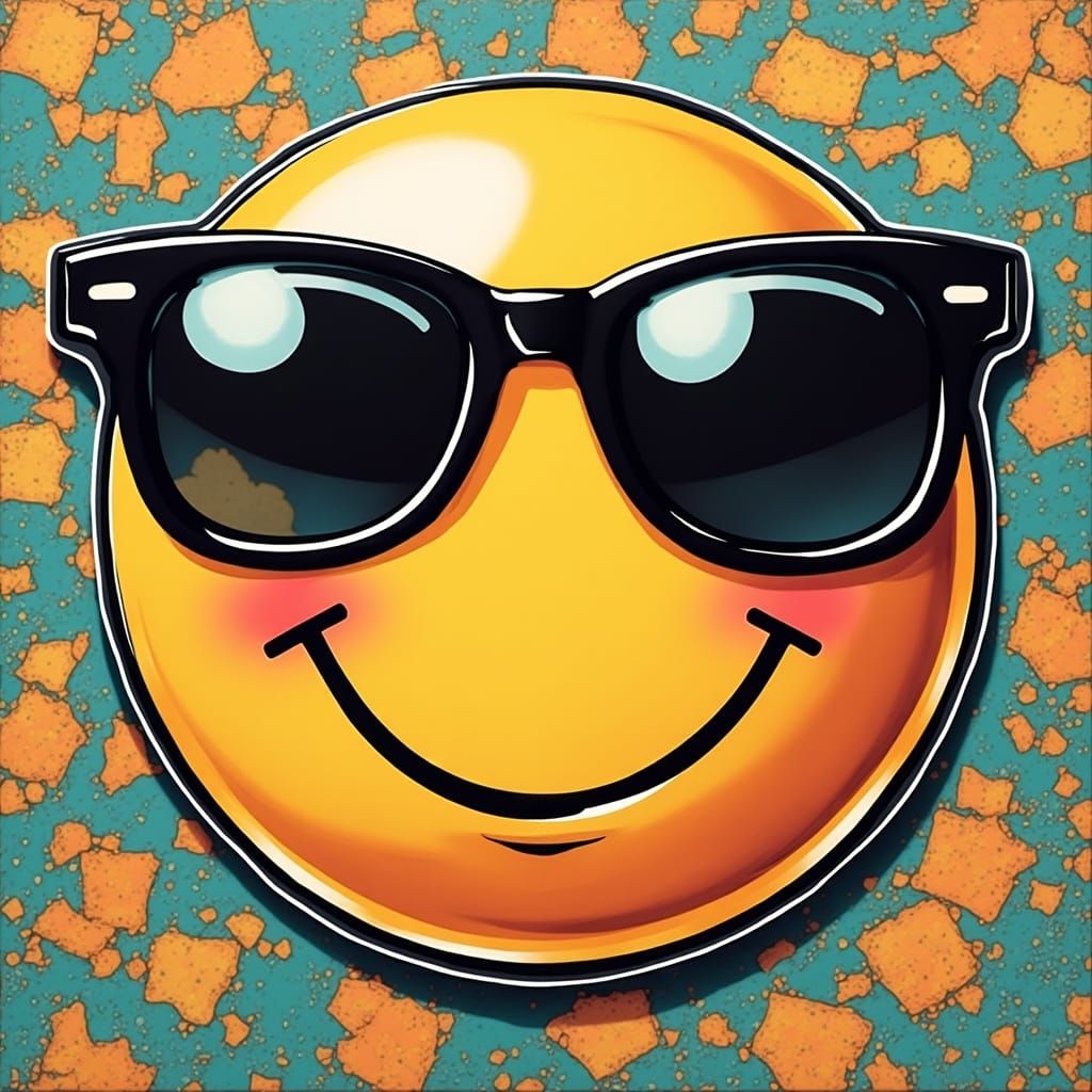 Retro-Styled Emoji Face with Dark Sunglasses
