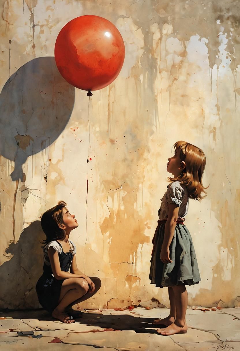 A little girl (6 years old) raises her head and looks at a r...