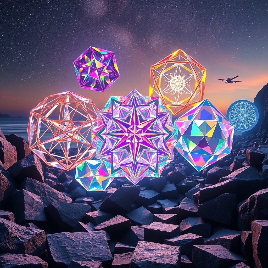 Surreal Geometric Harmony in Mid-Air