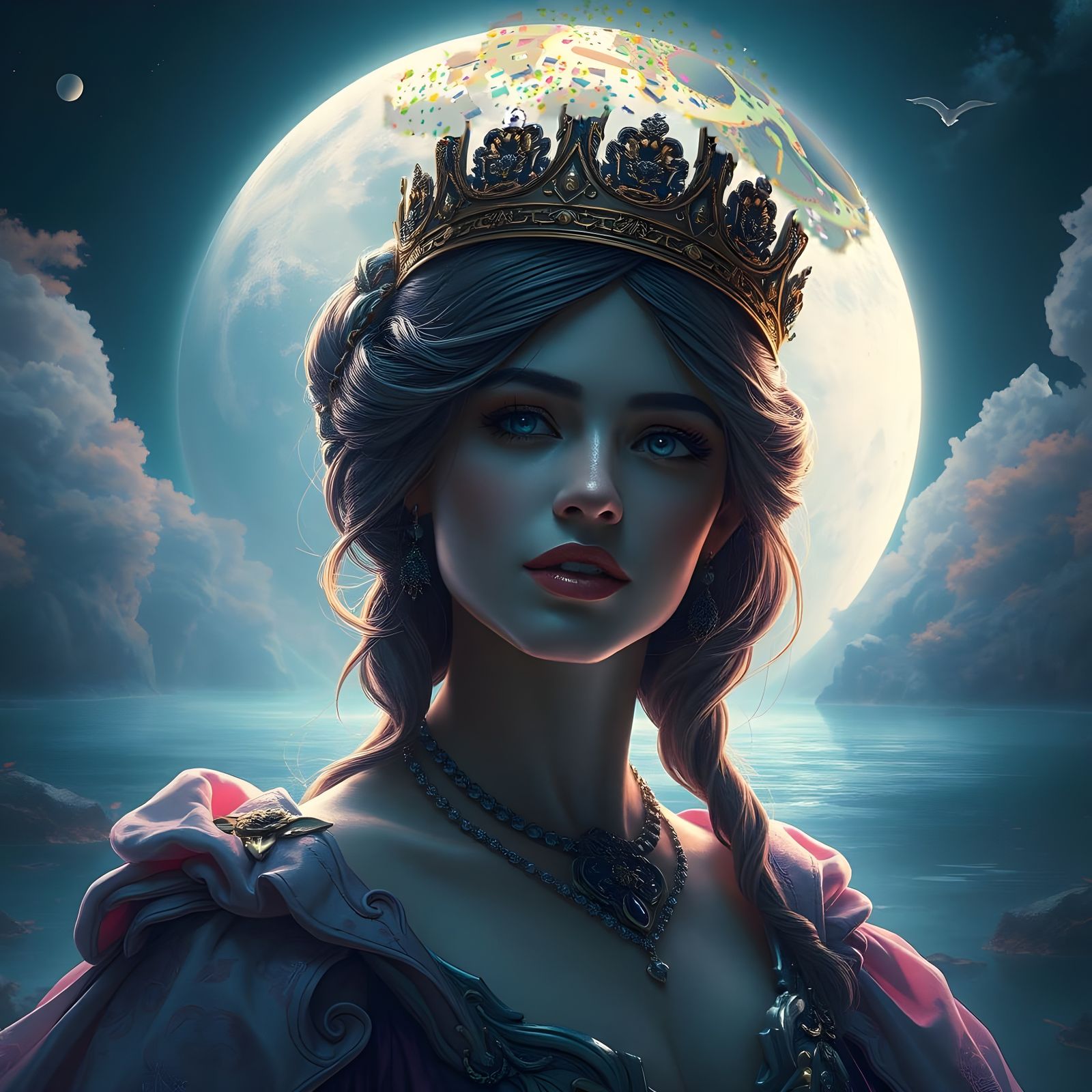 Island Queen Under Celestial Glow