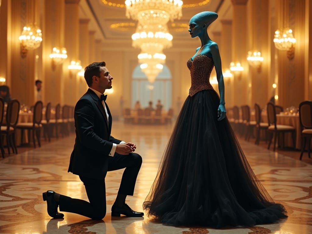 Ethereal Ballroom Dance in Golden Light