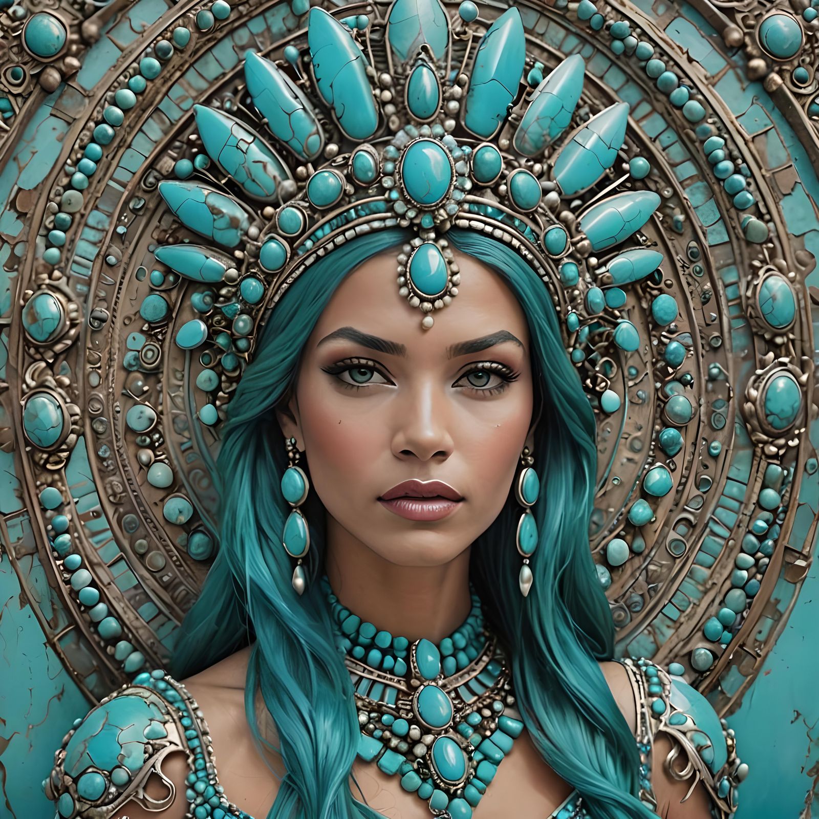 Elegant Turquoise Queen Portrait