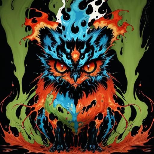 Terrifying Shadow Monster in Liquid Ink Style