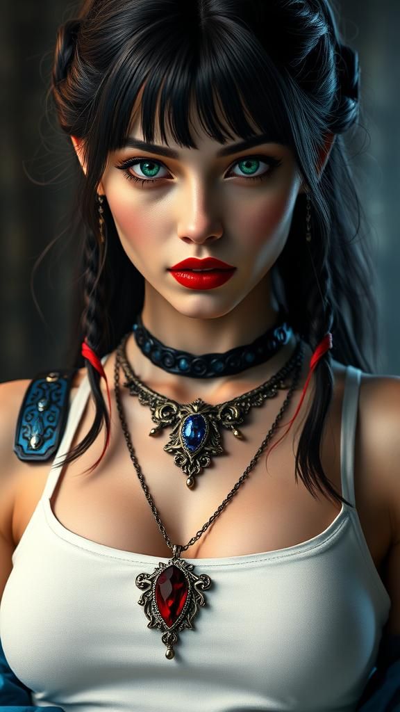 Gothic Vampire Woman Portrait in Art Nouveau Style