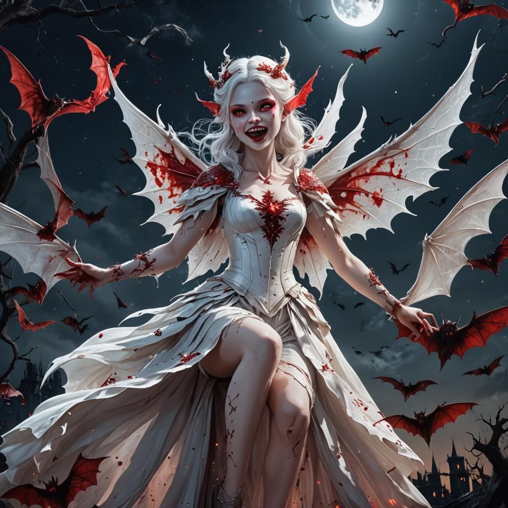Dazzling Vampire Fairy in Dark Night Sky