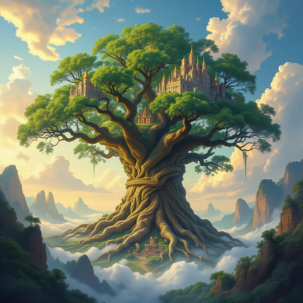 Colossal Ancient Tree World: Epic Fantasy Concept Art