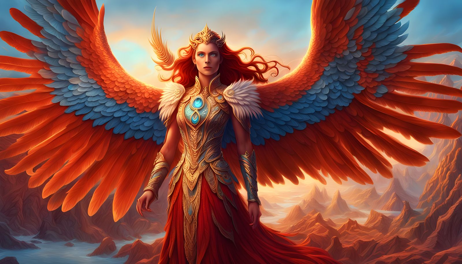 Majestic Phoenix Woman in Detailed Matte Painting