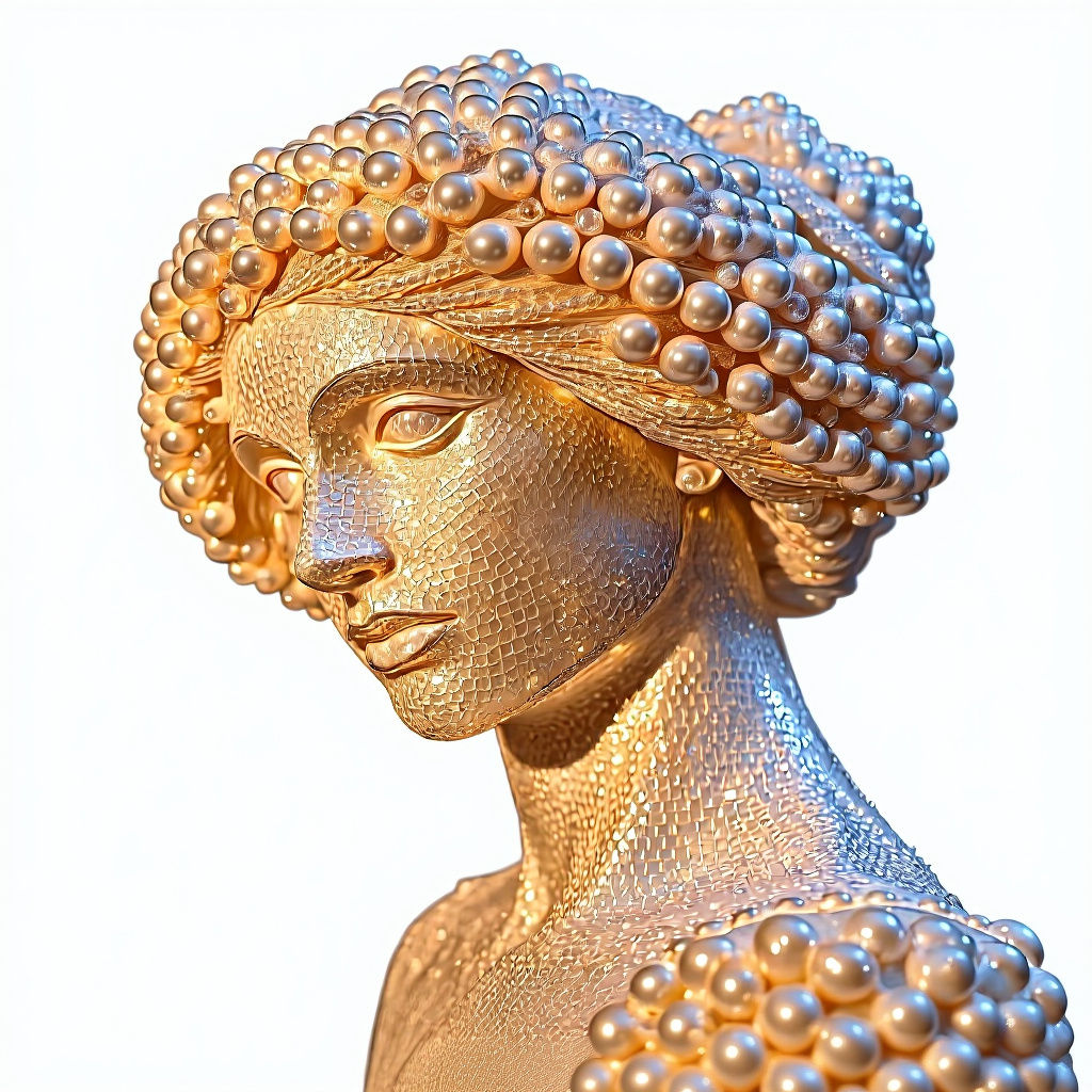 Pearlescent Bead Sculpture in Hyperrealistic Style