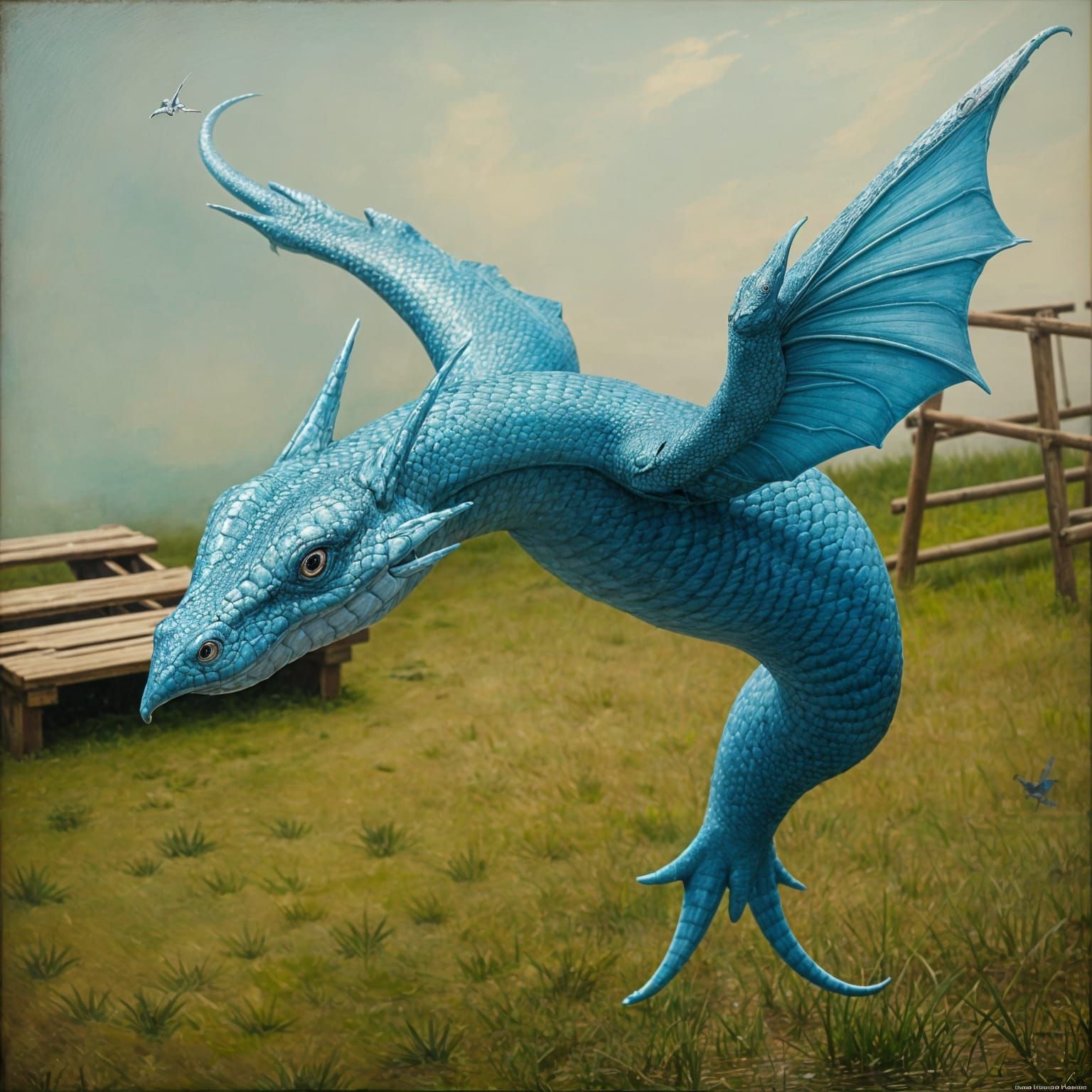 Spectral Wyrm Soars Through the Air in a Vibrant Mixed Media...