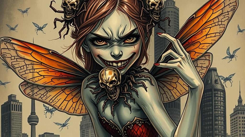 Corroded Bronze Fairy in Toronto: A Pencil Sketch