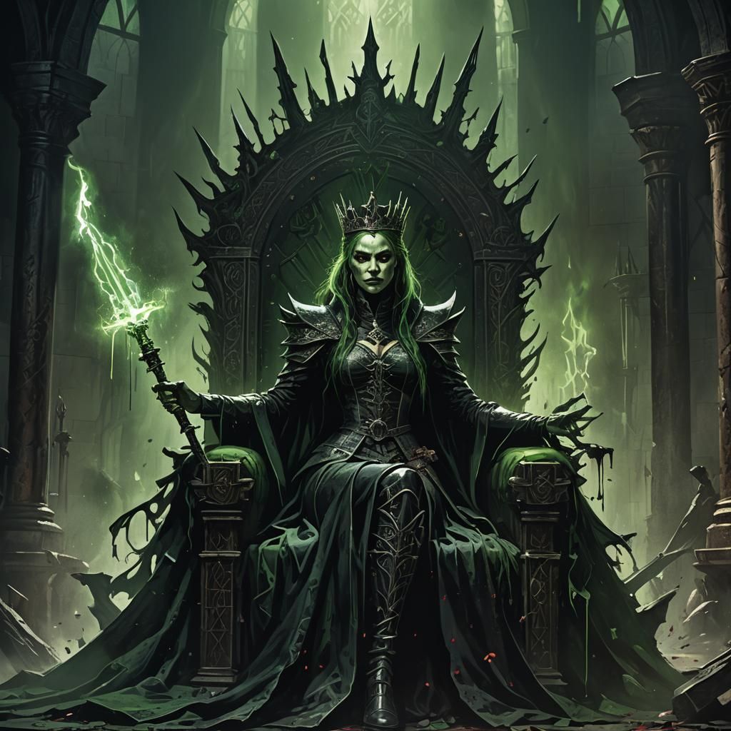 Wicked Princess on Throne, Dark Fantasy Art