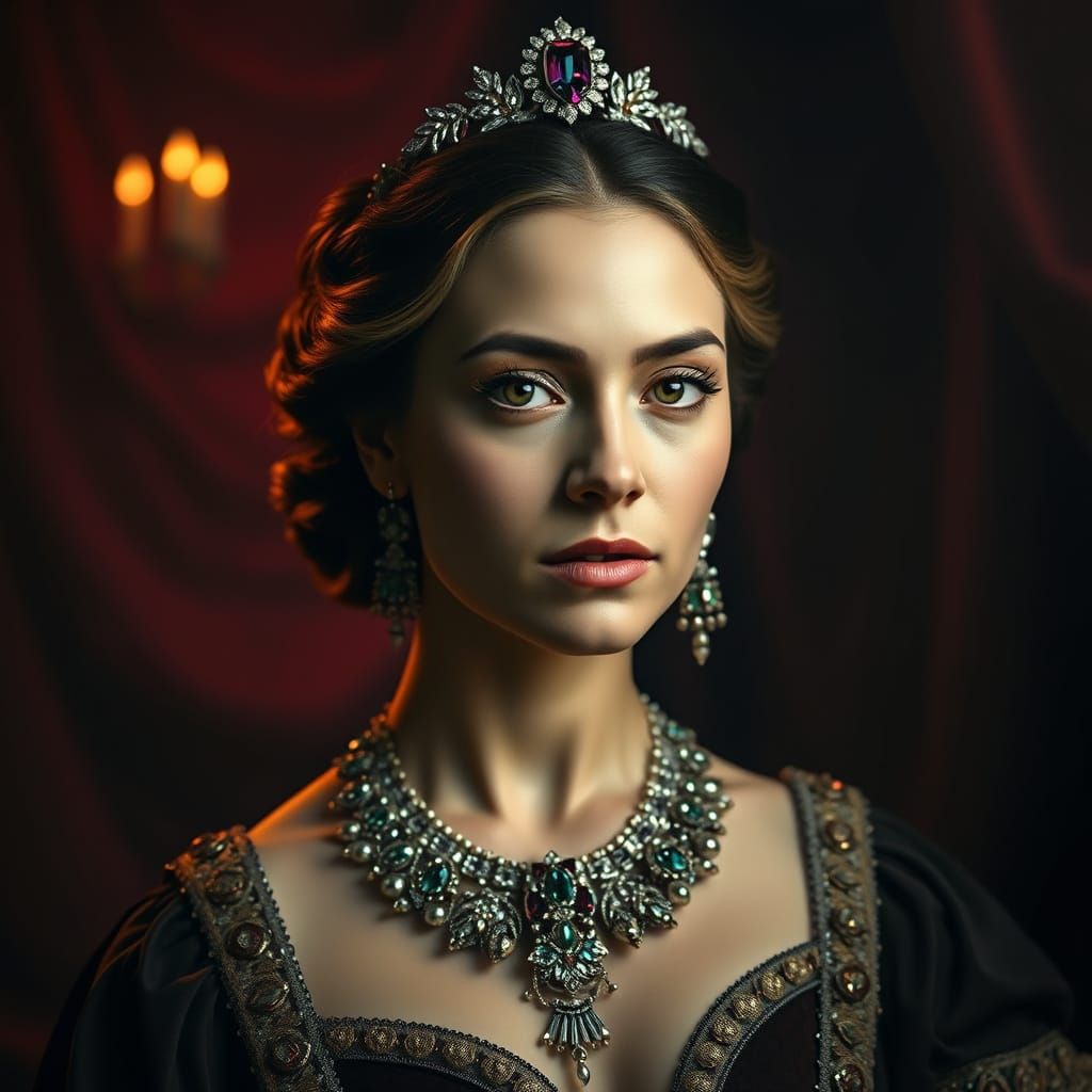 Luxurious Baroque Portrait with Glittering Jewels
