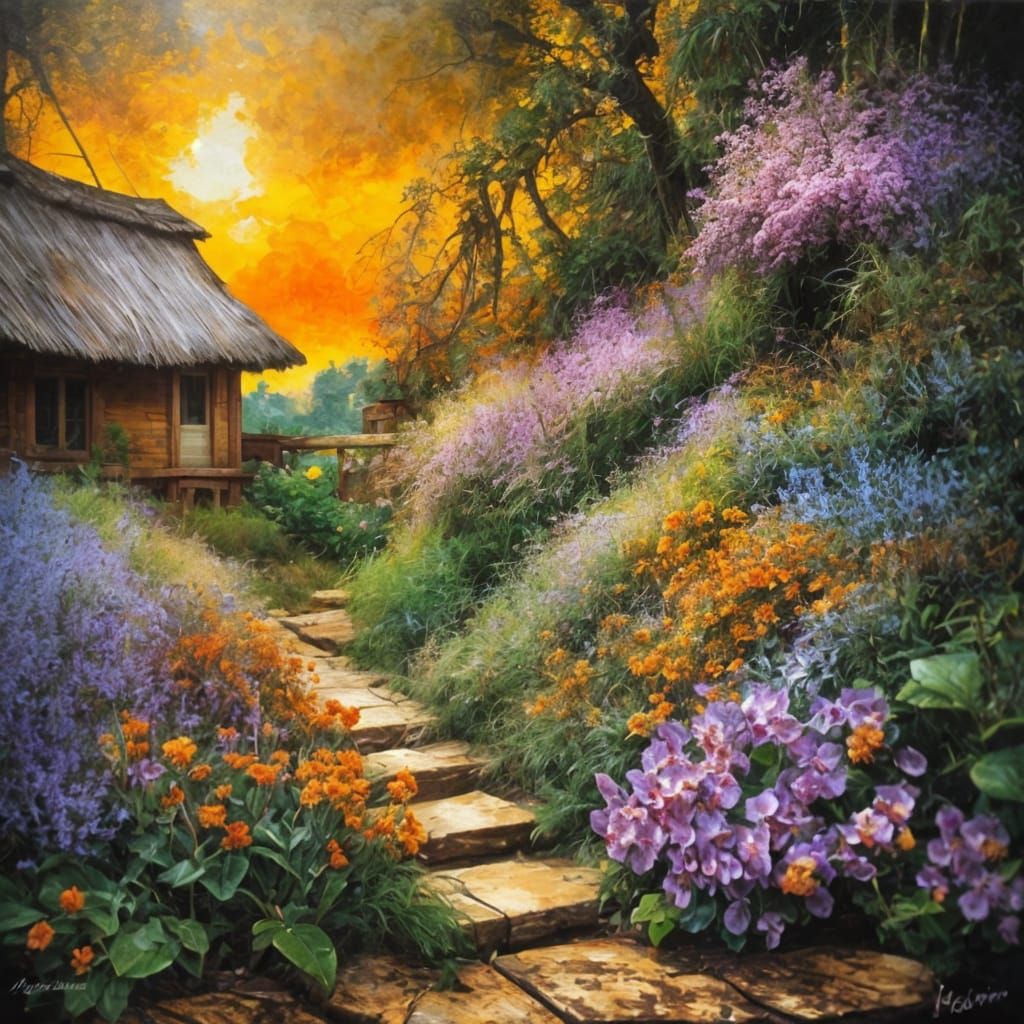 Orchid Still Life in Sfumato Oil Painting