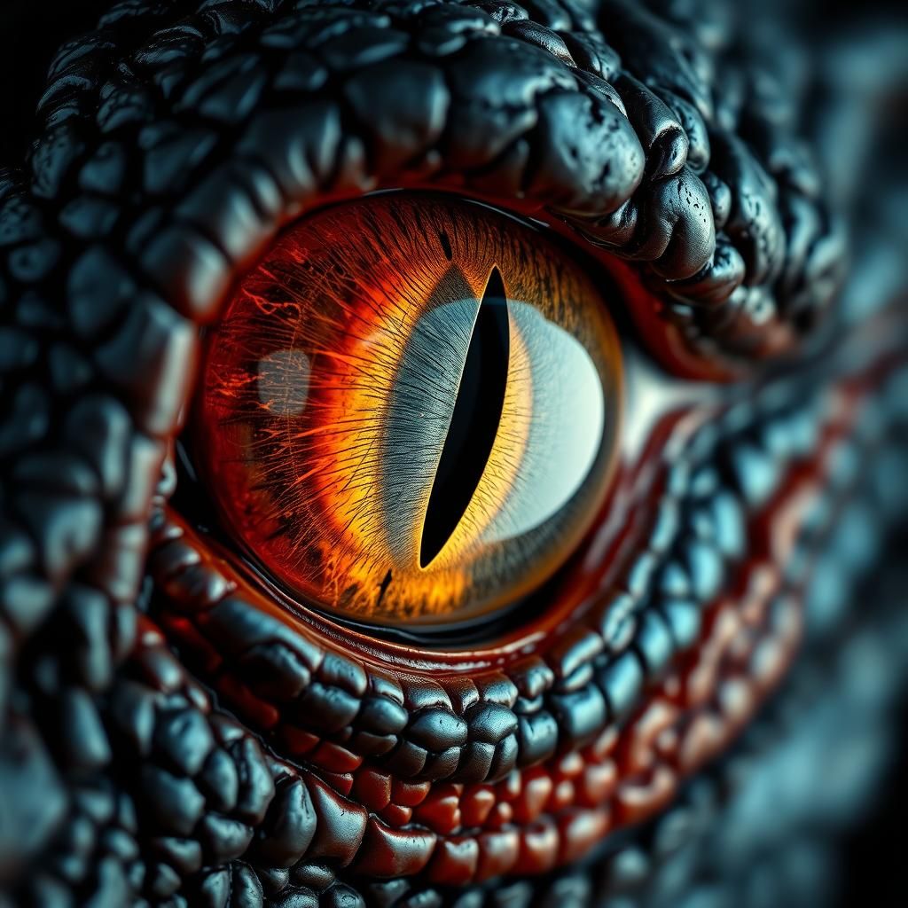 Hyperrealistic Dragon Eye with Fiery Sclera