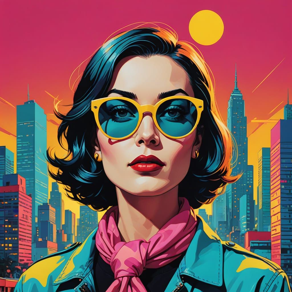 Confident 60's Woman in Bold Comic Art