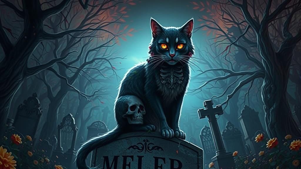 Day of the Dead Cat Zombie Skull