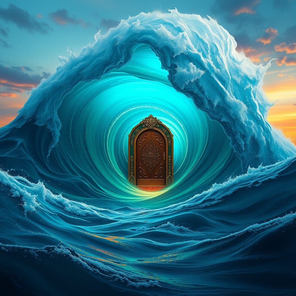 Ocean Wave Door in Fantasy Concept Art Style