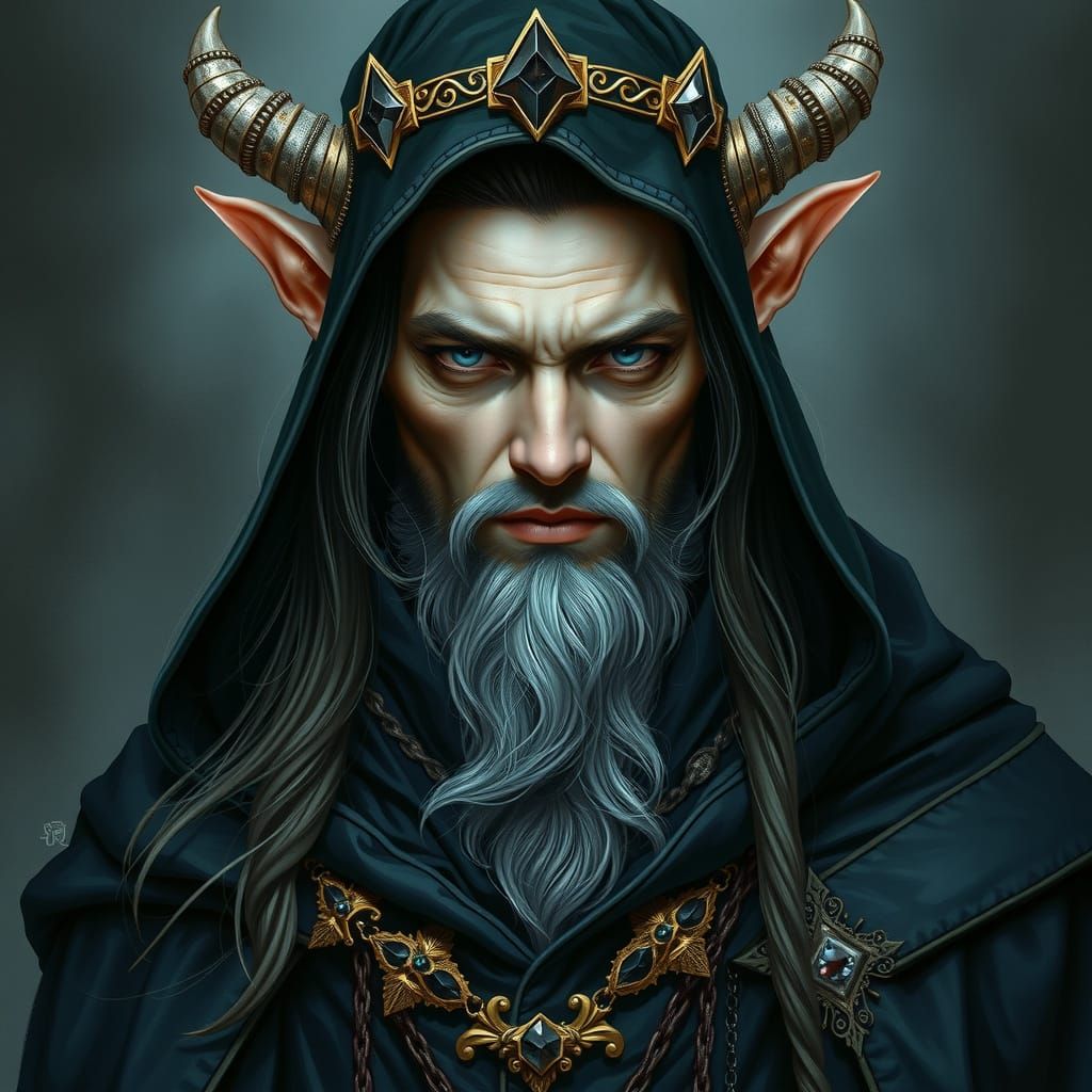 Ethereal Elven Mage in Dark Regalia