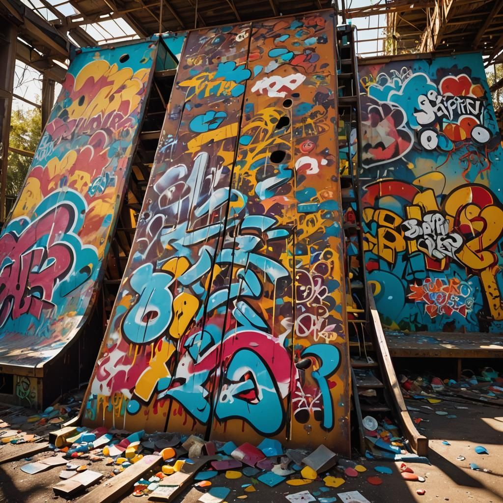 Surreal Graffiti Water Park in Abstract Expressionism