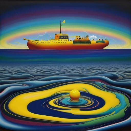 Surreal Yellow Submarine Lake of Non-Newtonian Fluids