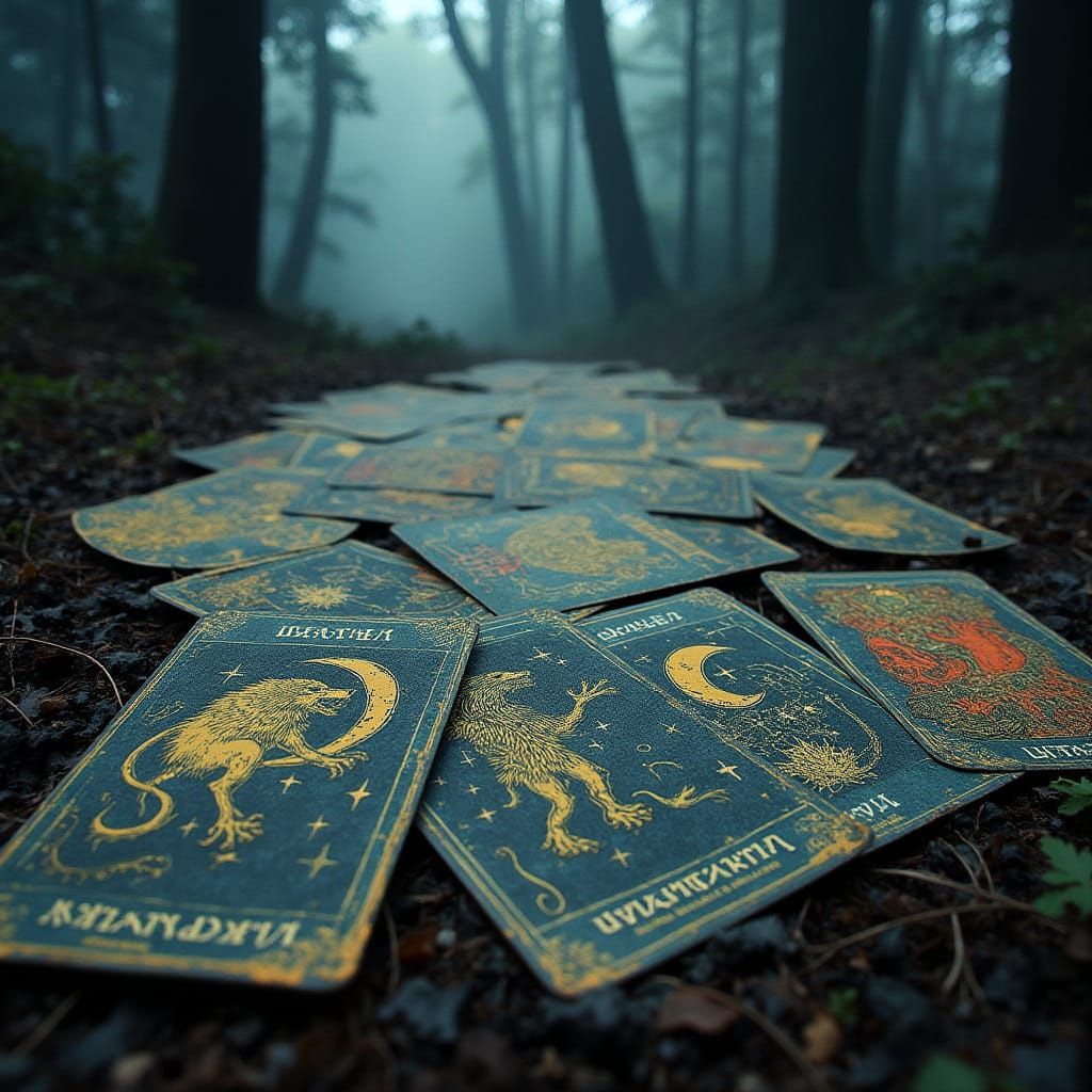 Medieval Werewolf Lenormand Cards in Dark Fantasy Style