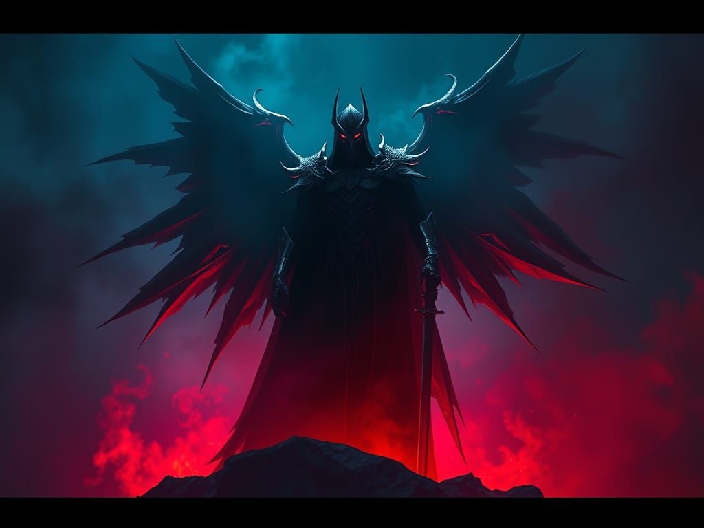 Surreal Dark Fantasy Knight Emerges from Aetheric Shadows