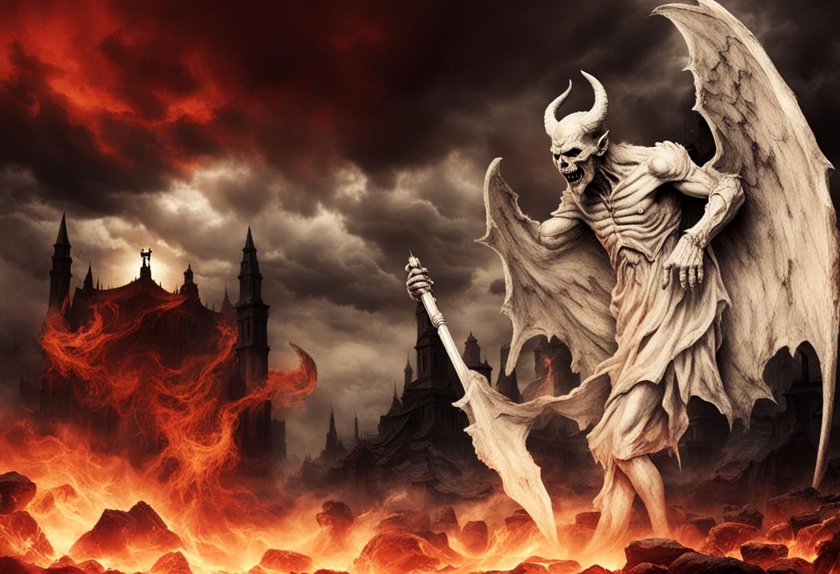 Monochrome Devil in a Decomposed Hellscape