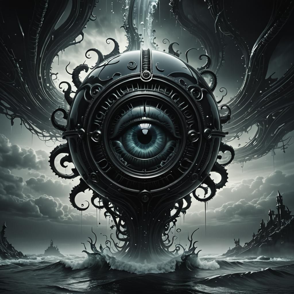 Surreal Glass Shape in Dark Fantasy 3D Render