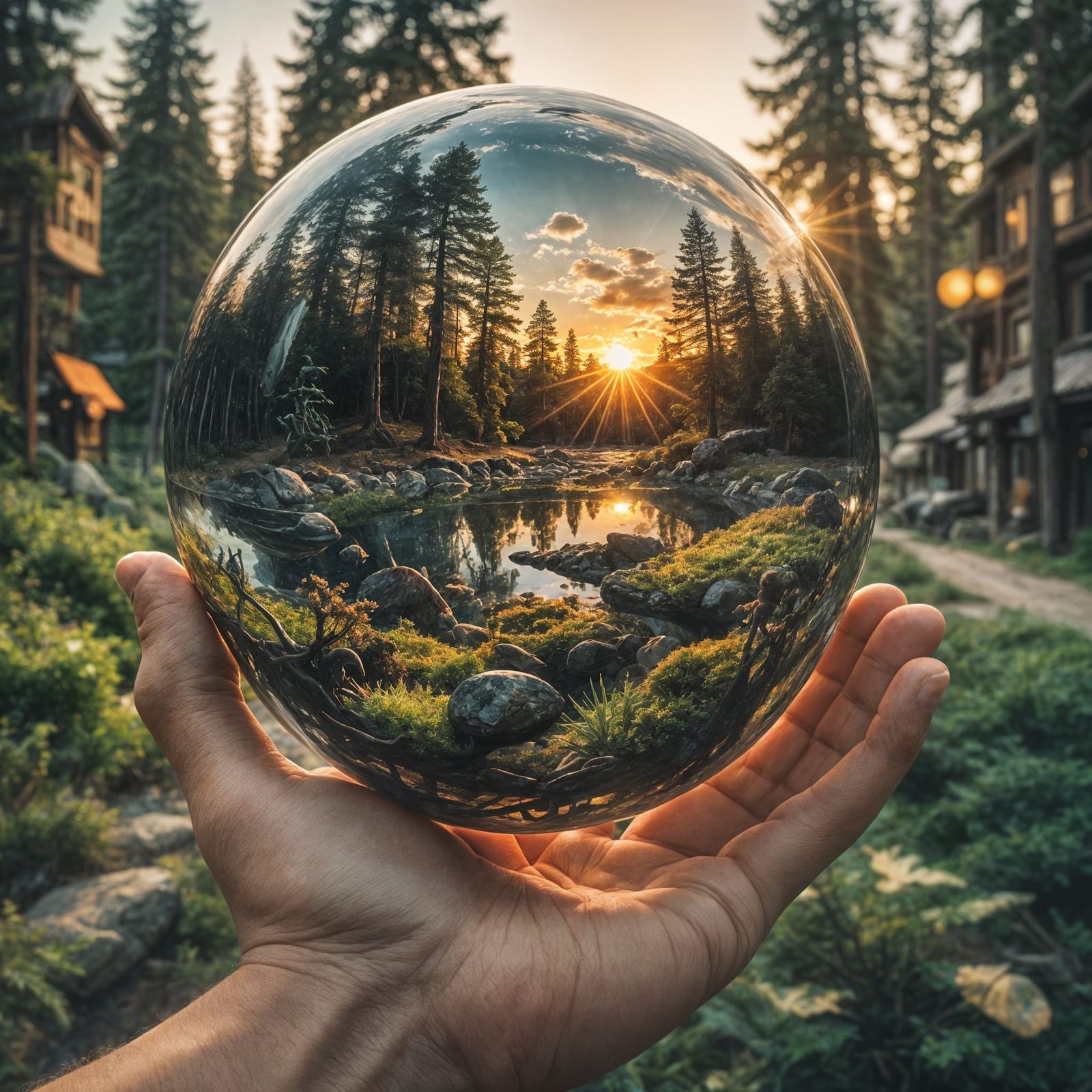 Sunset Sphere Optical Illusion in Hand