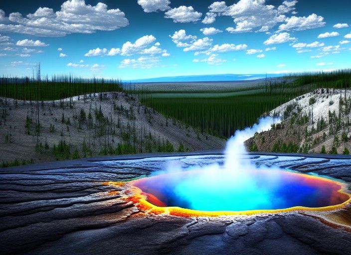 Surreal Landscape Outside Yellowstone in Digital Vector Art