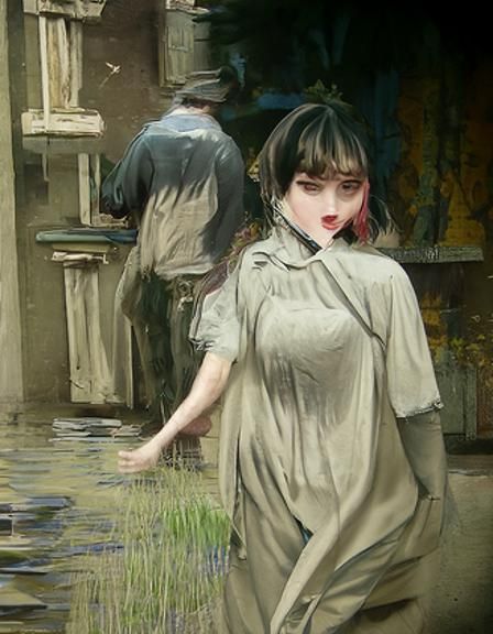 Girl Running from a Killer in Noir Style