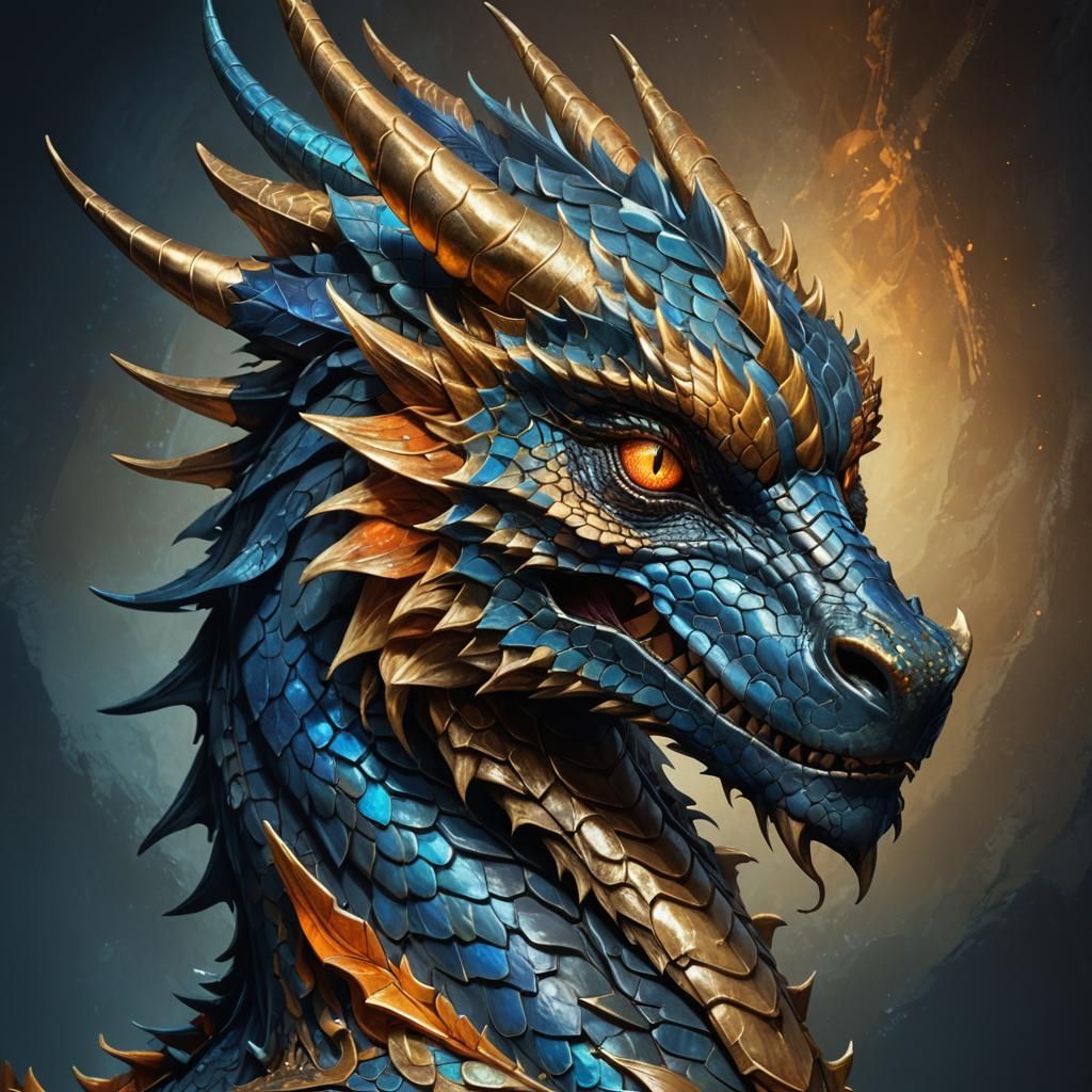 Majestic Dragon Profile in Fantasy Concept Art