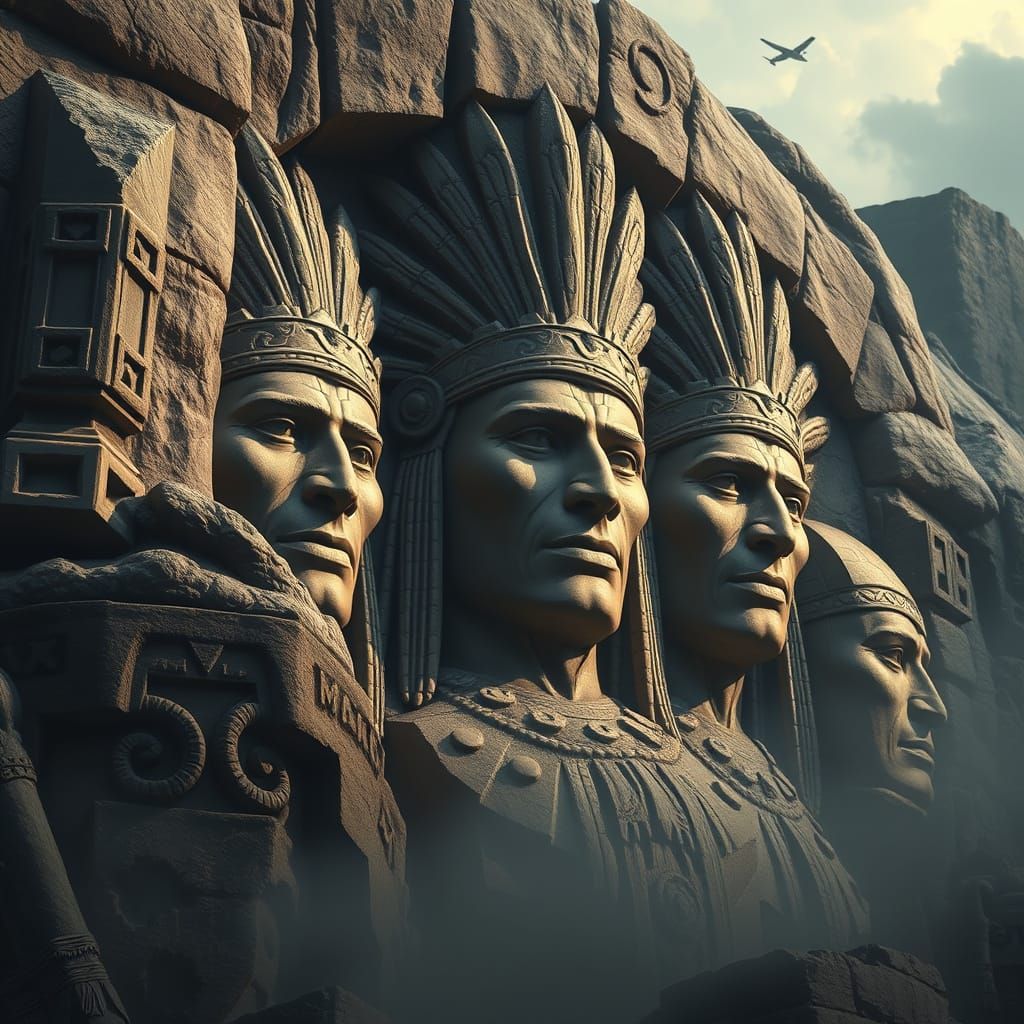 Majestic Indigenous Chiefs Carved in Stone