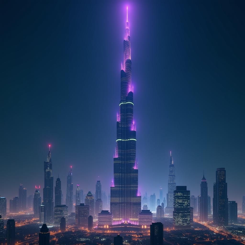 Burj Khalifa: Ethereal Sci-Fi Landscape