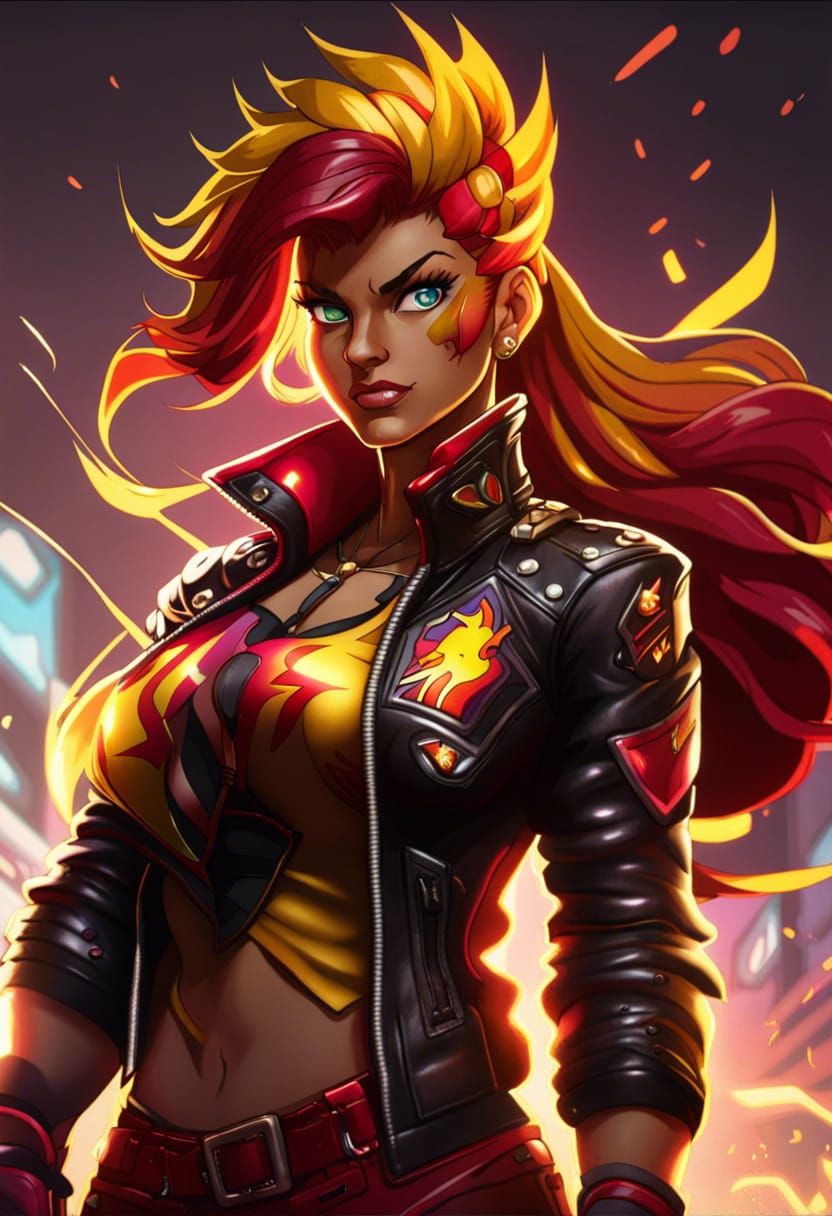 Sunset Shimmer as Cyberpunk Street Fighter