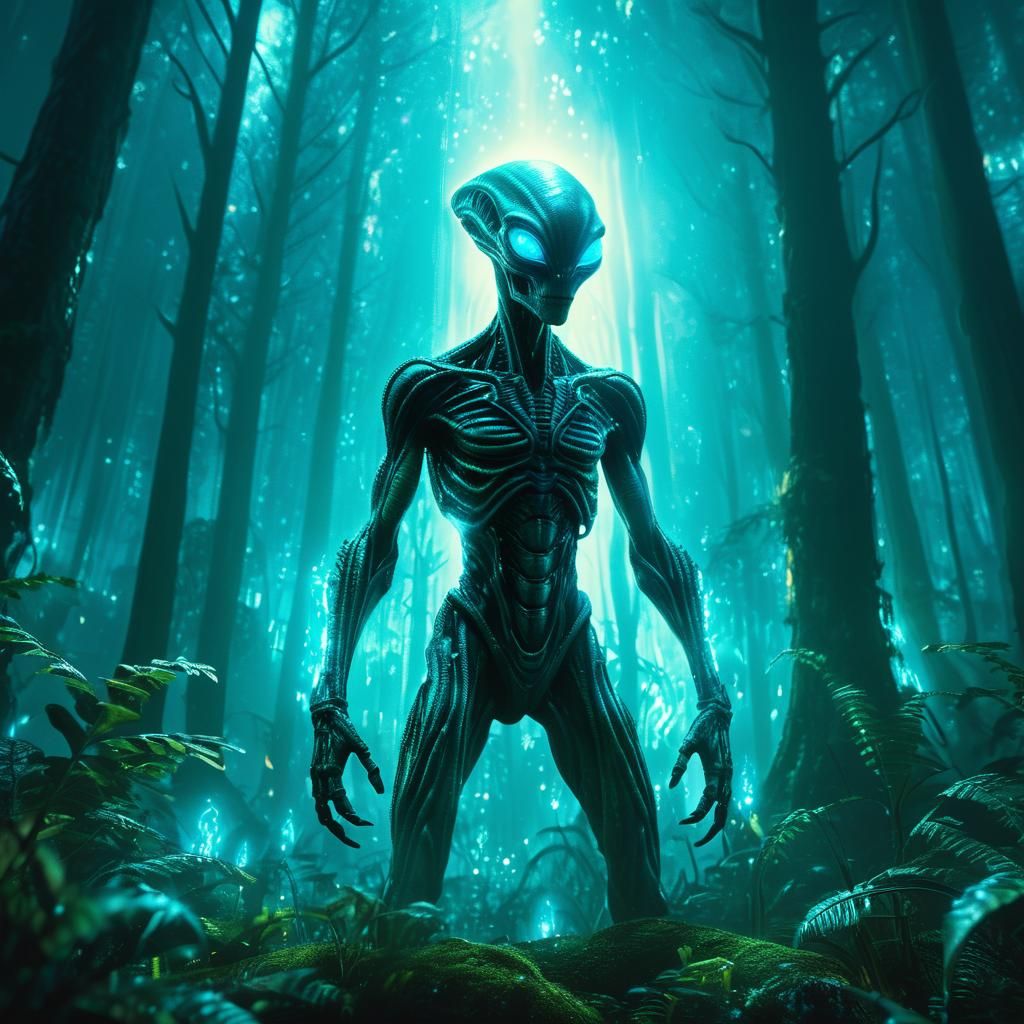 Alien in Mystical Forest Concept Art