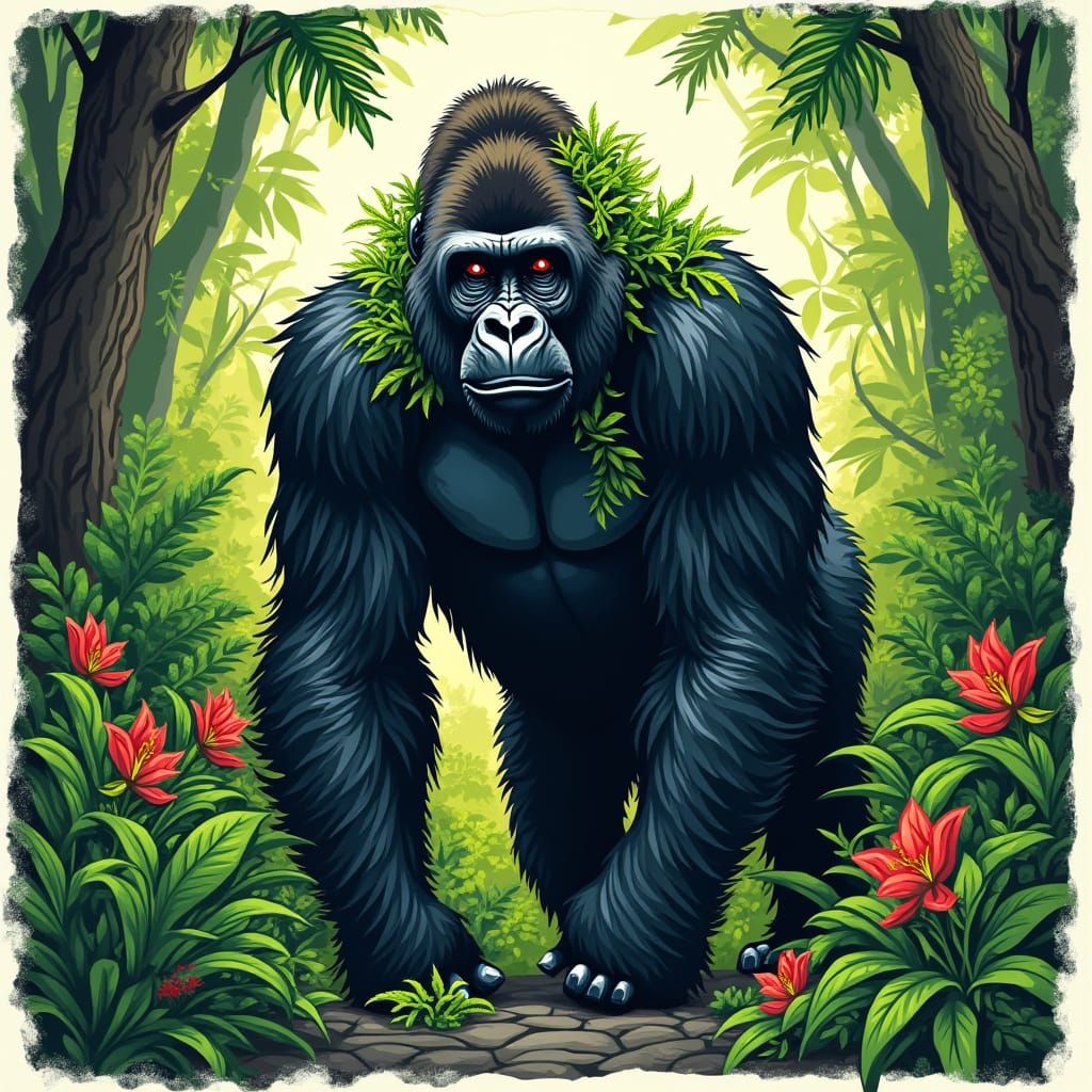 A Gorilla Strolls Through the African Jungle in Urban-Inspir...