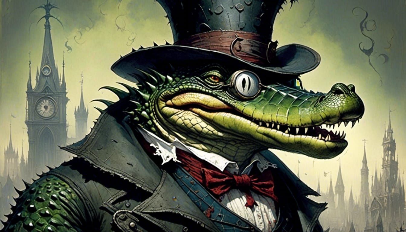 Hipster Alligator Crying Alone