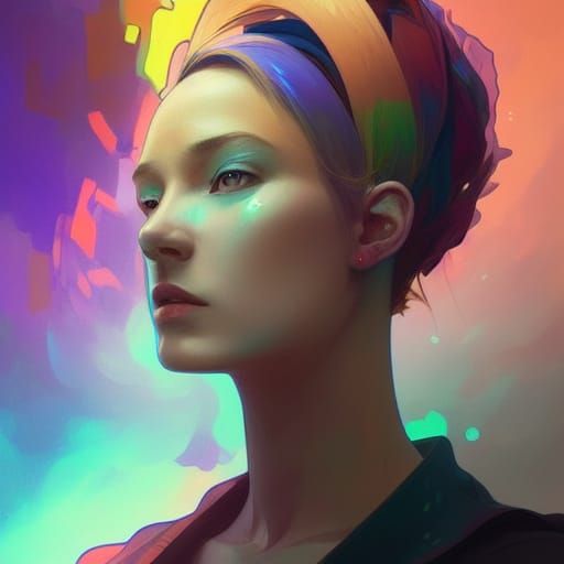 Color Wheel Portrait in Hyperdetailed Style