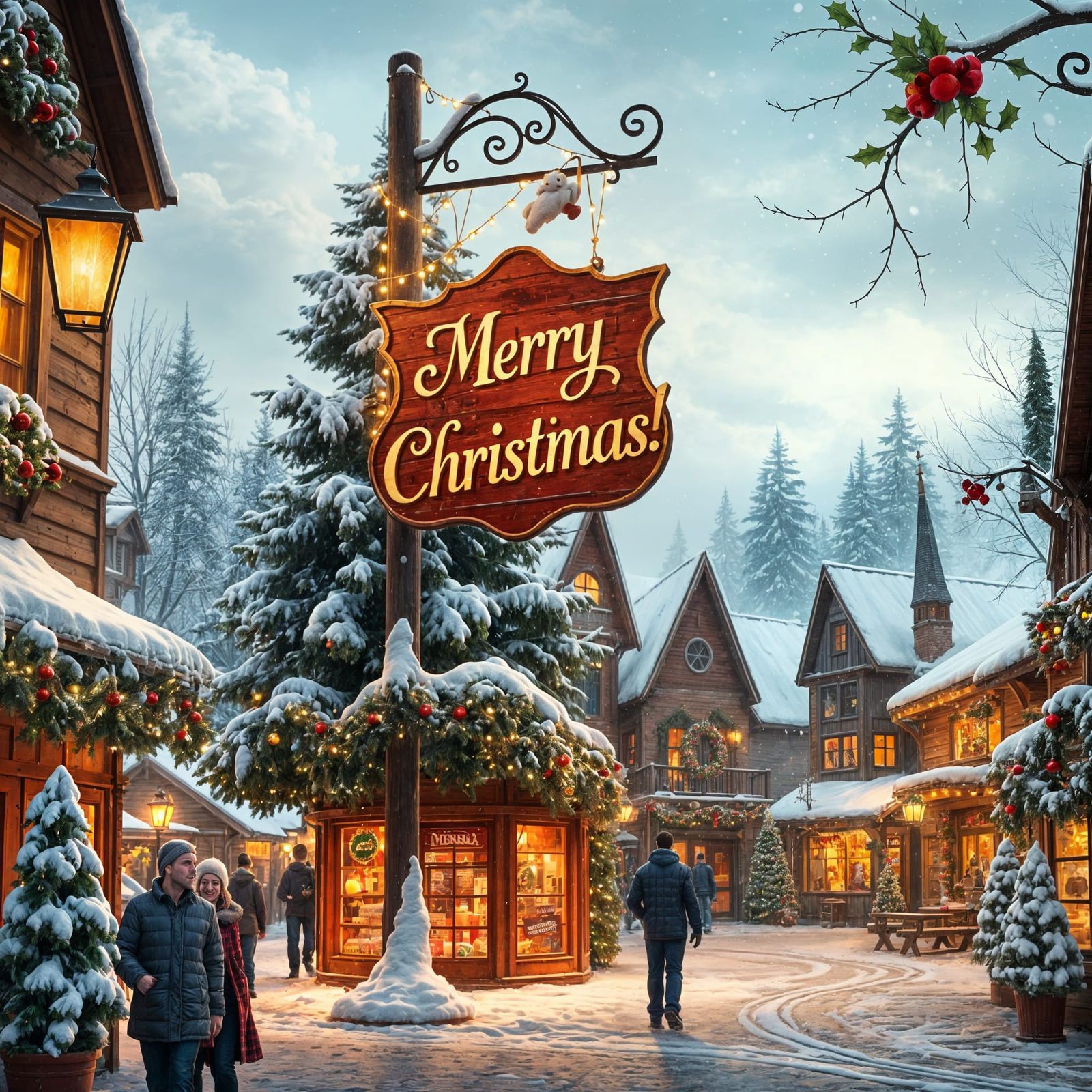 Winter Wonderland Americana Christmas Scene