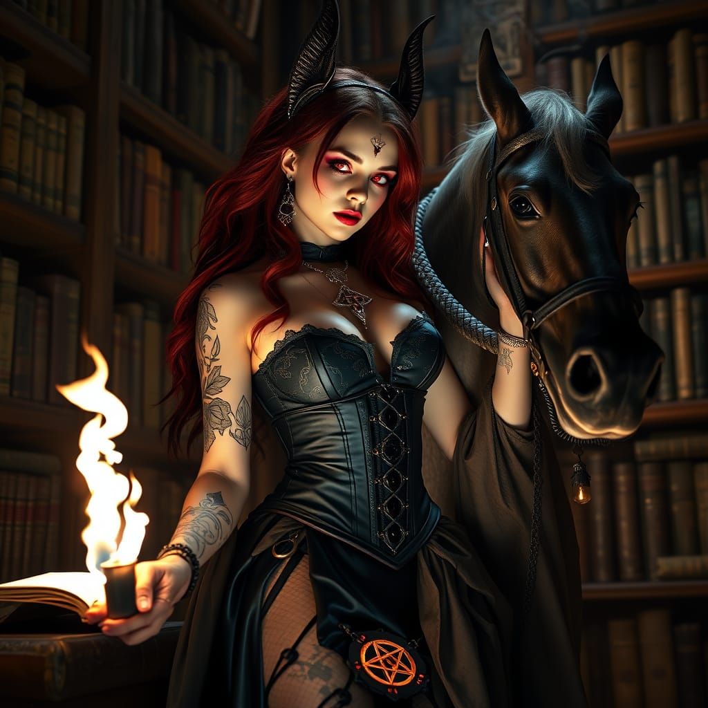 Millennial Vampire Sorceress in an Ancient Library