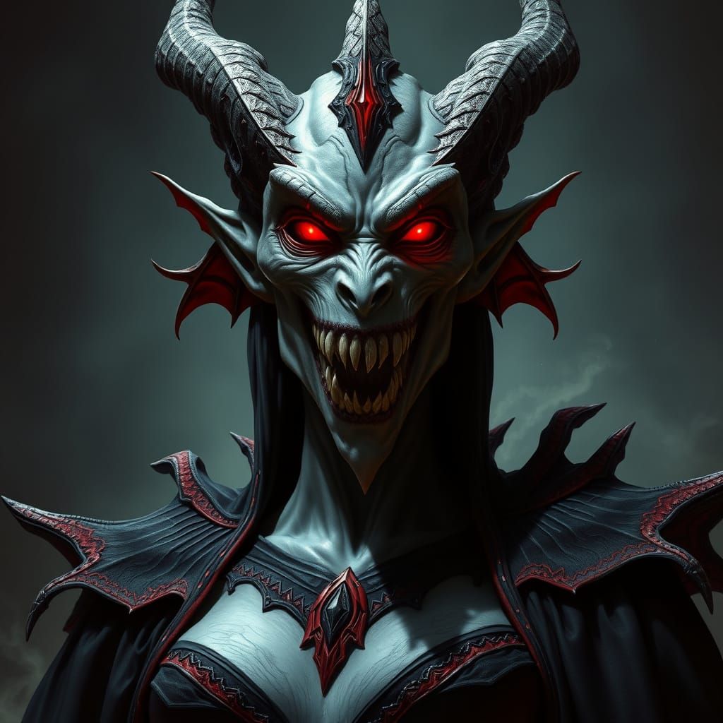 Majestic Demon Queen in Dark Gothic Style