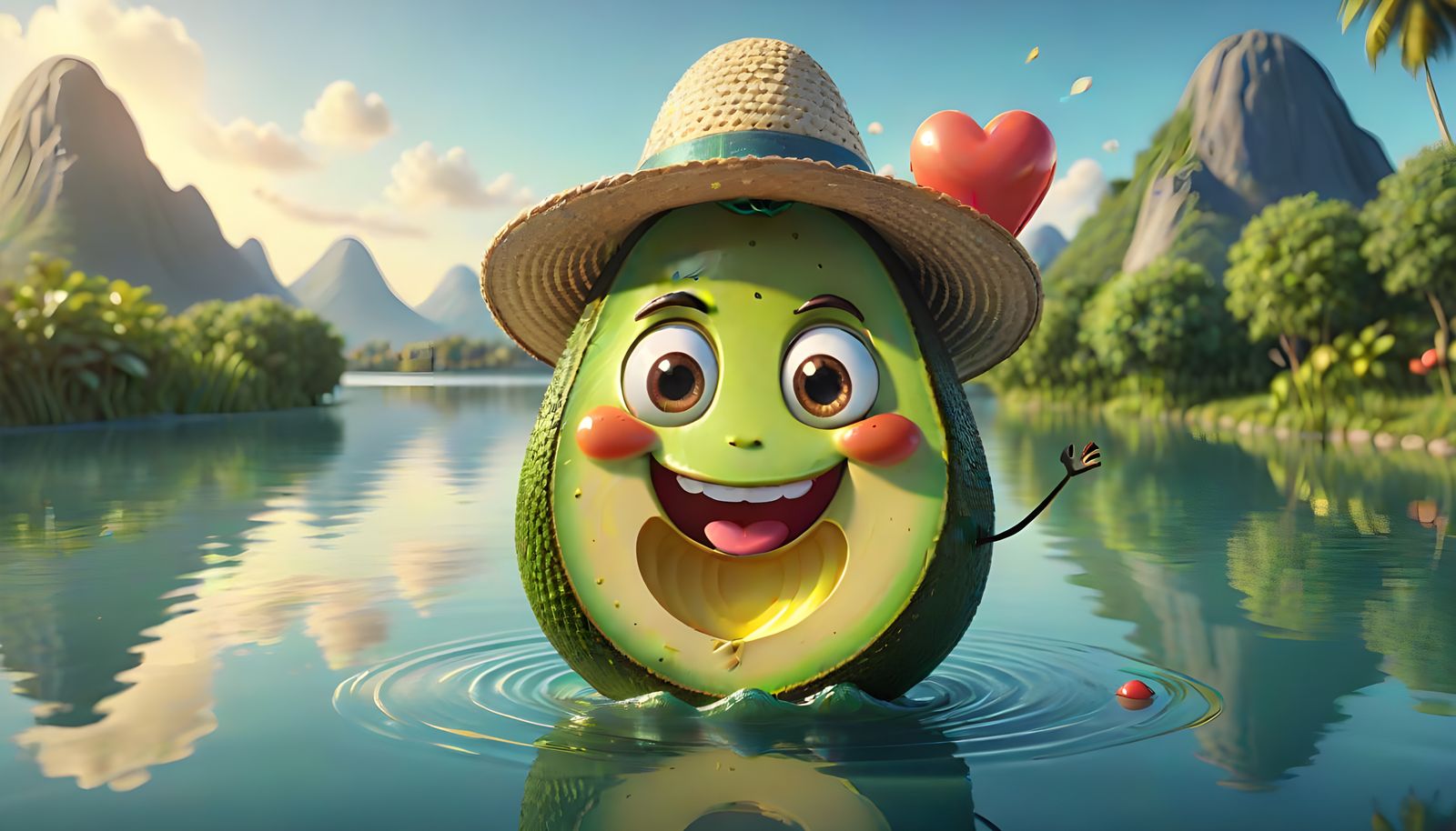 Vibrant Avocado in Sunny Landscape